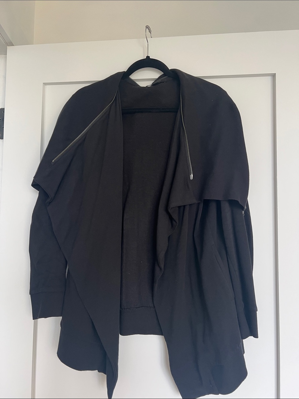 AllSaints Black Draped Open-Front Jacket